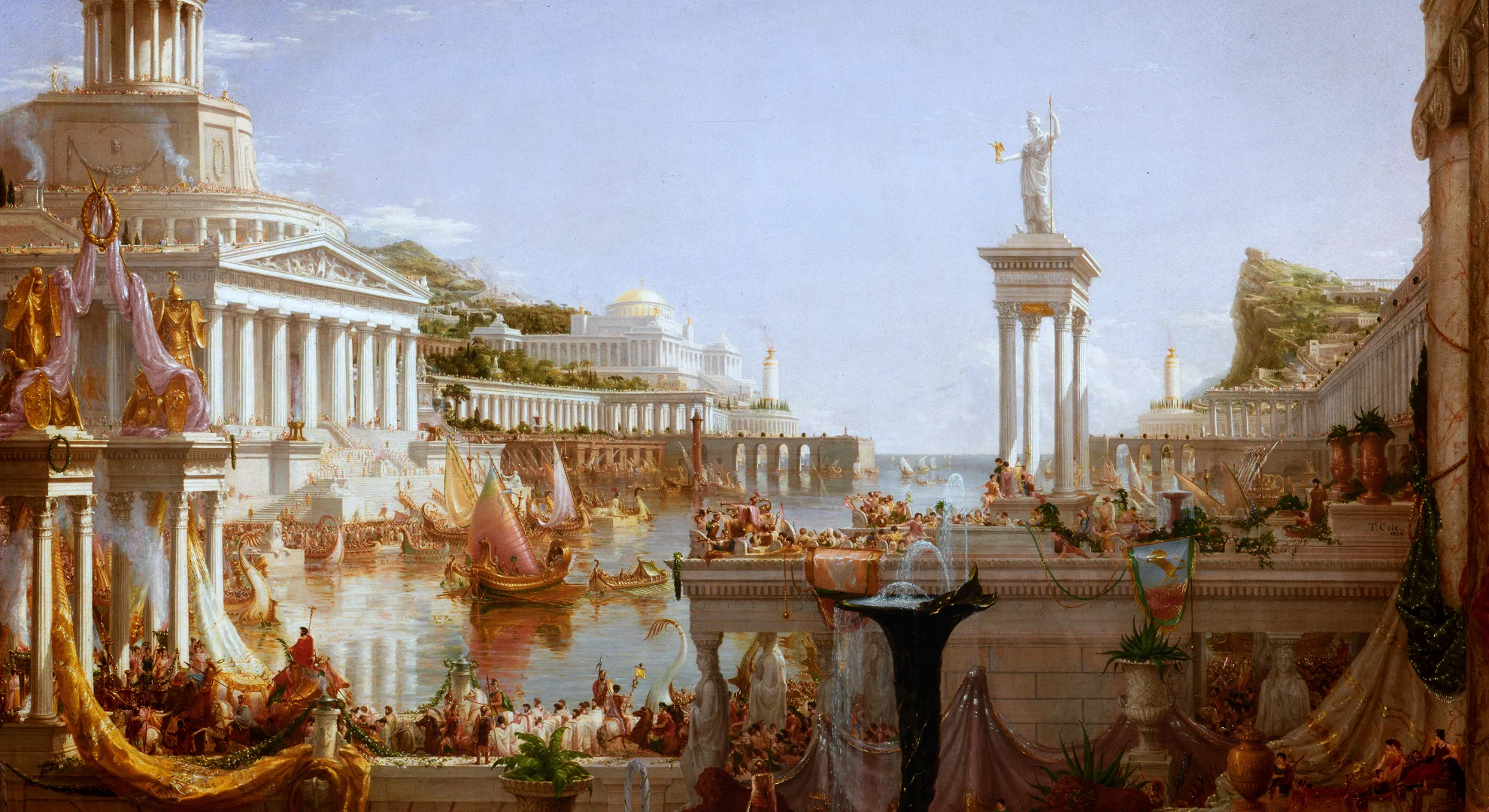 Detail from The Consummation of Empire painting, showing the dense classical city.
